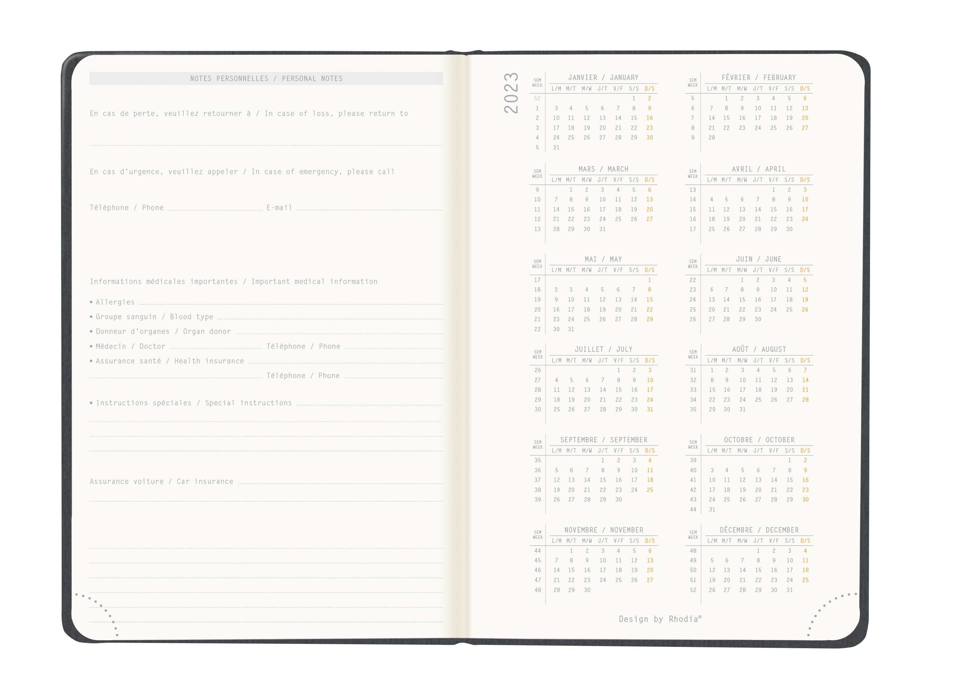 RHODIA 2024 Webplanner A6 Weekly Vertical Titanium Default Title