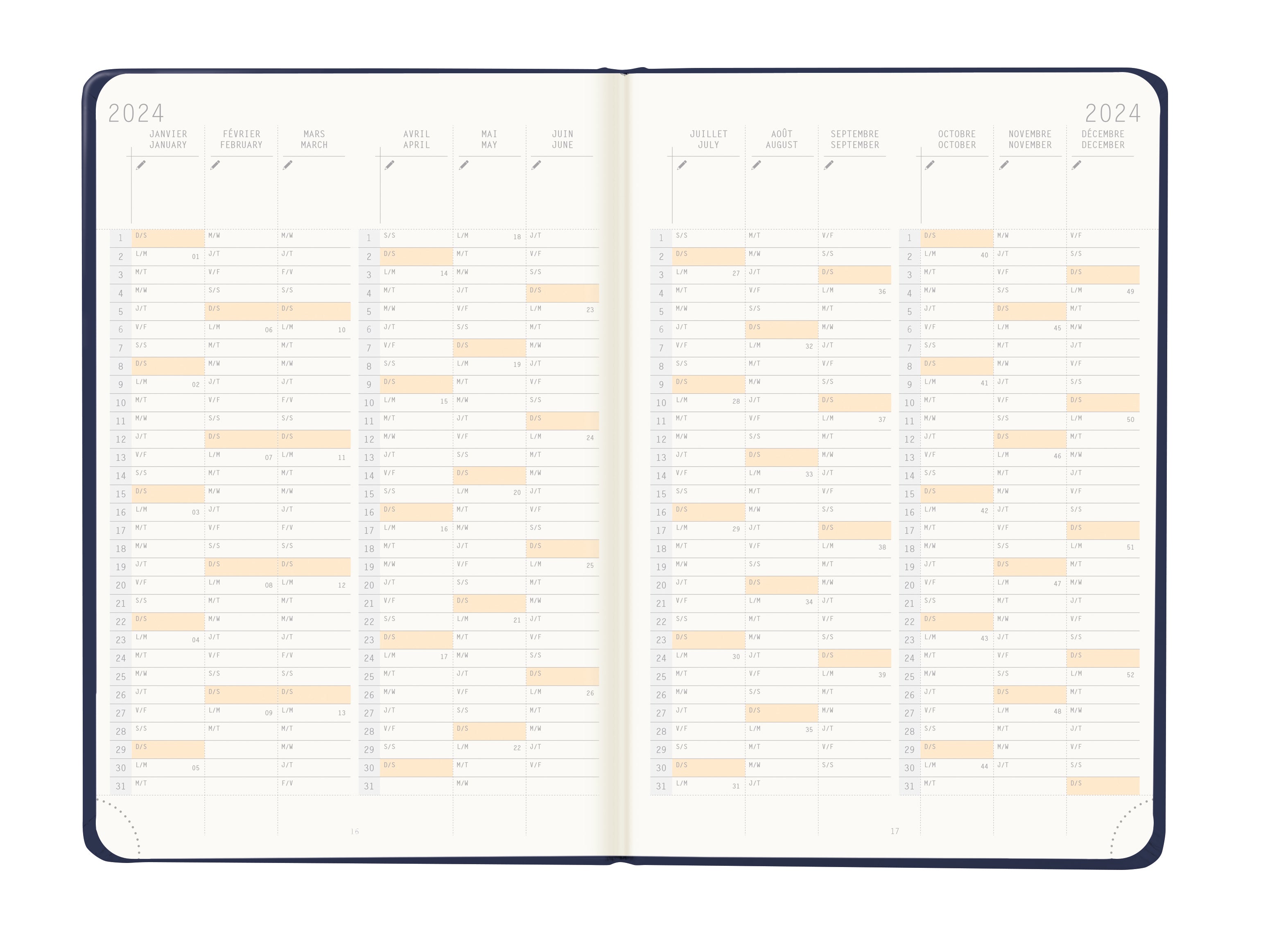 RHODIA 2024 Webplanner A5 Weekly Horizontal Midnight Default Title