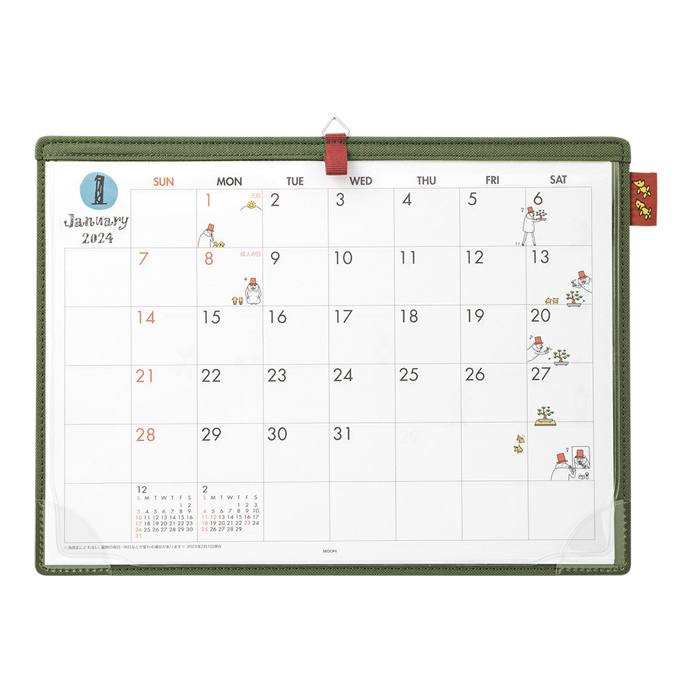 MIDORI 2024 Desk Calendar A4 Ojisan
