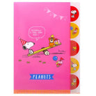 SUN-STAR Clear File FL 213 A4 5-Pockets Peanuts Vintage Pink