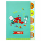 SUN-STAR Clear File FL 213 A4 5-Pockets Peanuts Vintage Green