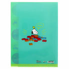 SUN-STAR Clear File FL 213 A4 5-Pockets Peanuts Vintage Green