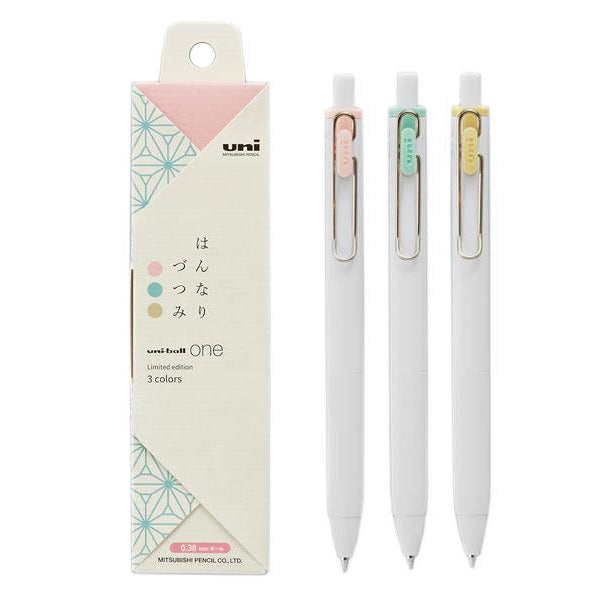 UNI-BALL One 0.38mm Limited 3 Colours Set A (Sakura Monaka/Jade/Sweet Chestnut)