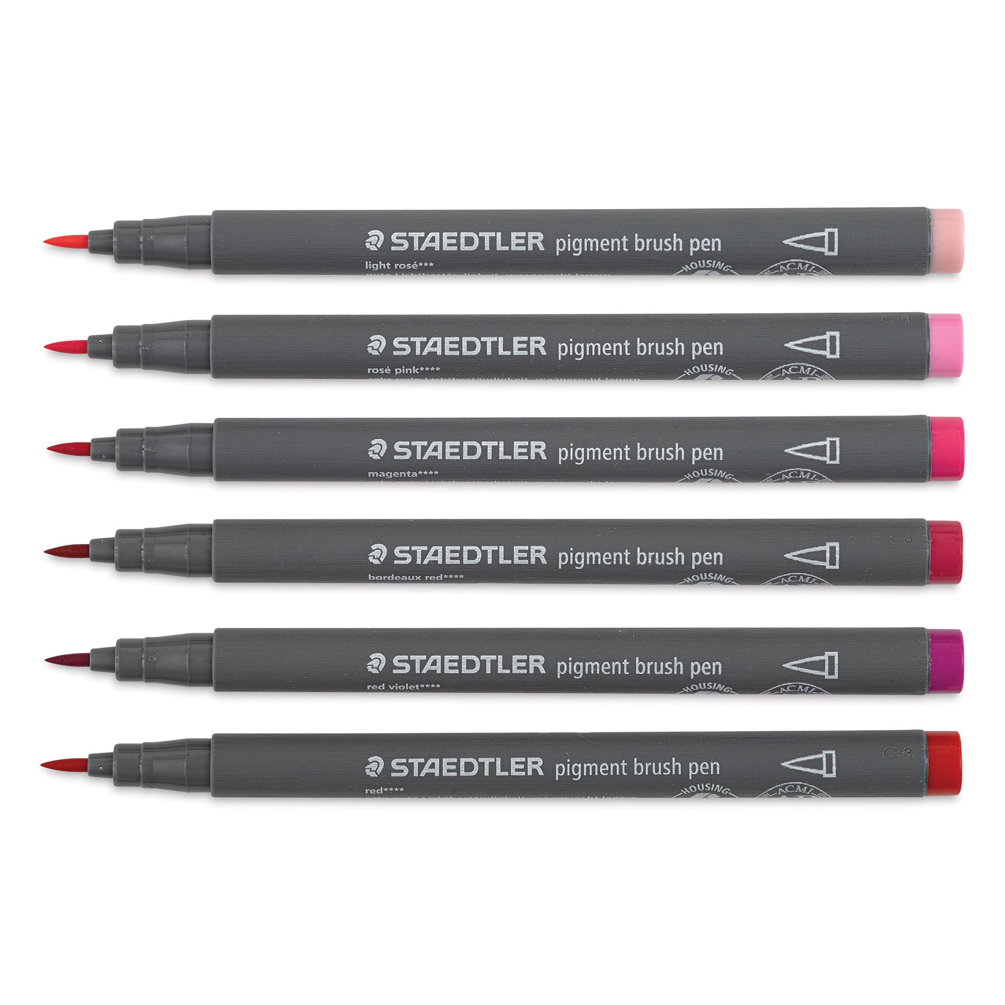 STAEDTLER Pigment Brush Pen Set of 6 Reds & Pinks