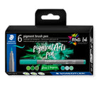STAEDTLER Pigment Brush Pen Set of 6 Greens & Turquoises