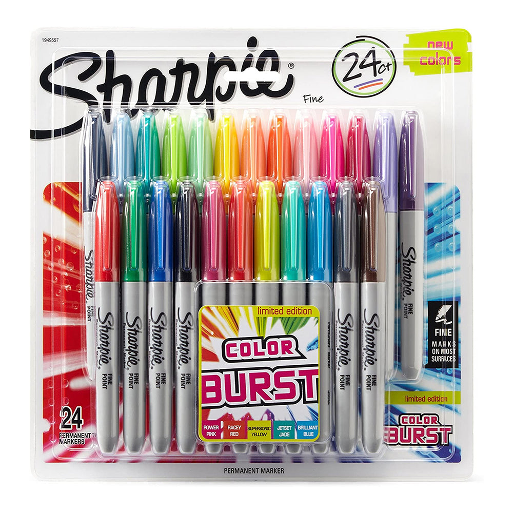 SHARPIE Permanent Marker Fine Set of 24 Colour Burst 1956292