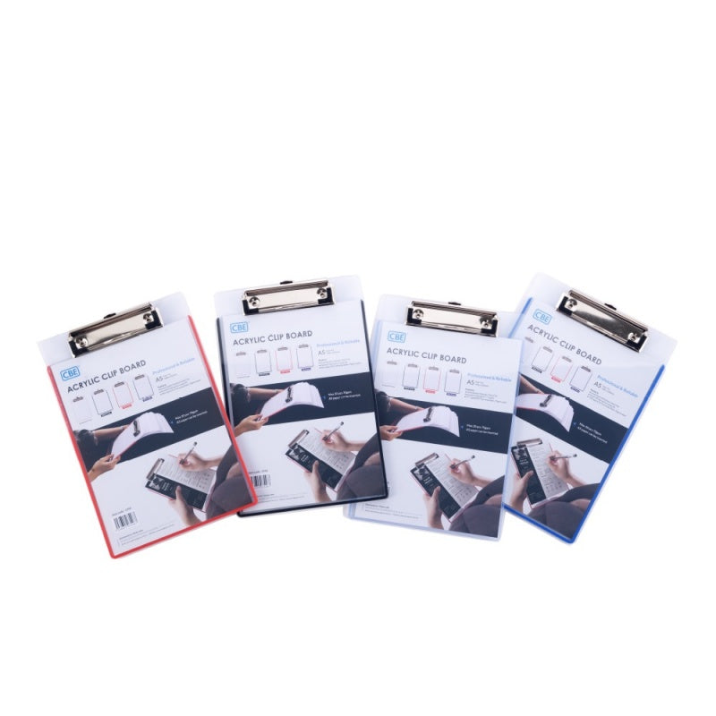 CBE Clip Board 1350 A5-Acrylic Assorted Colours