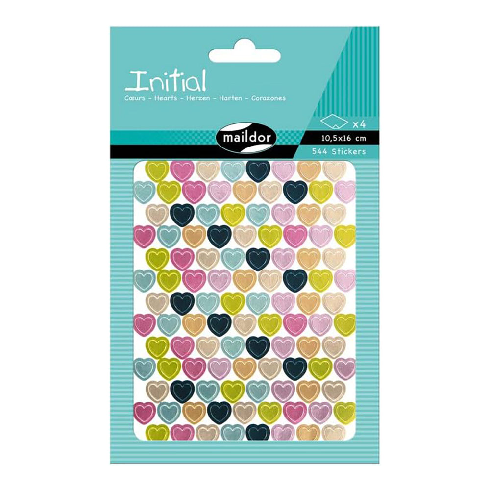 MAILDOR Geo Stickers Initial Metallic Pastel Mini Hearts 4s