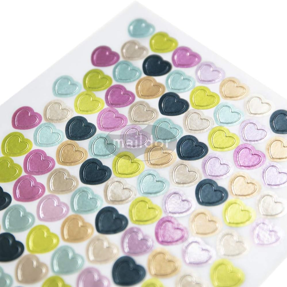 MAILDOR Geo Stickers Initial Metallic Pastel Mini Hearts 4s