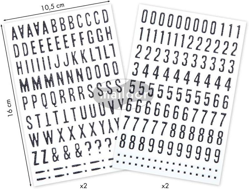 MAILDOR Deco Stickers Glitty Alphabet/Numbers Black 2s