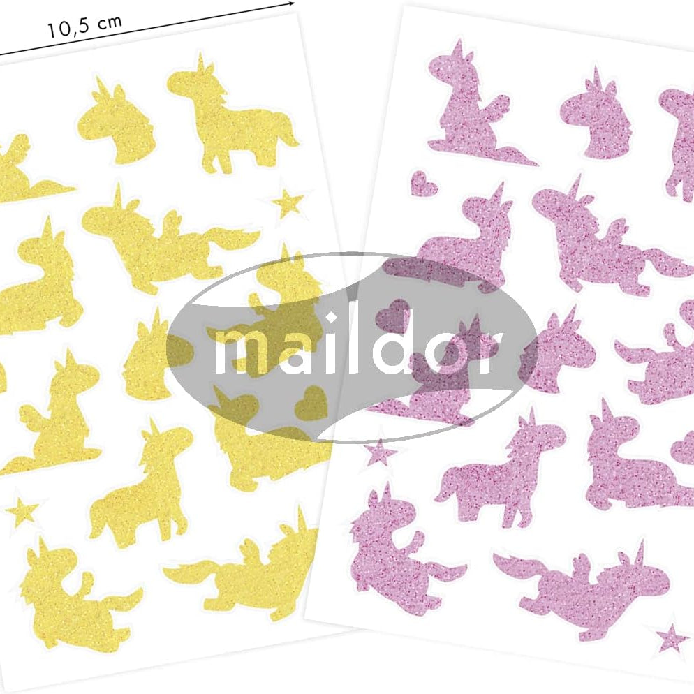 MAILDOR Deco Stickers Glitty Unicorns Yellow/Pink 2s