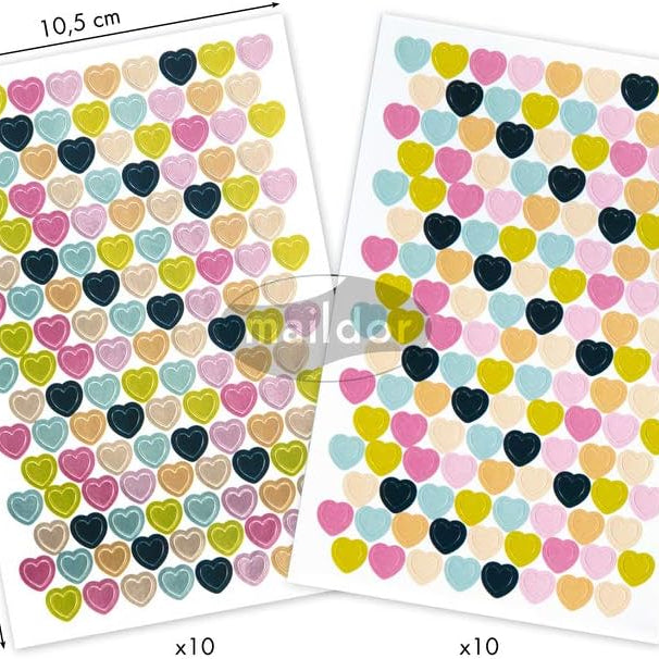 MAILDOR Geo Stickers Initial Metallic Pastel Mini Hearts 20s
