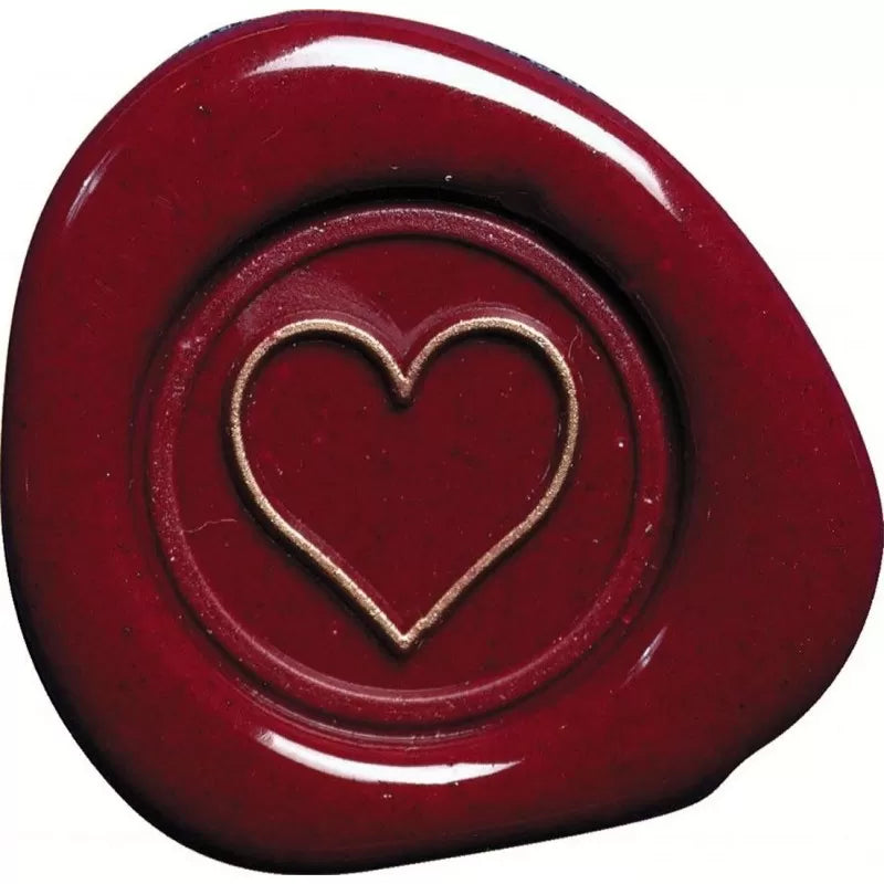 JACQUES HERBIN Brass Seal Round with Wooden Handle 24mm Heart