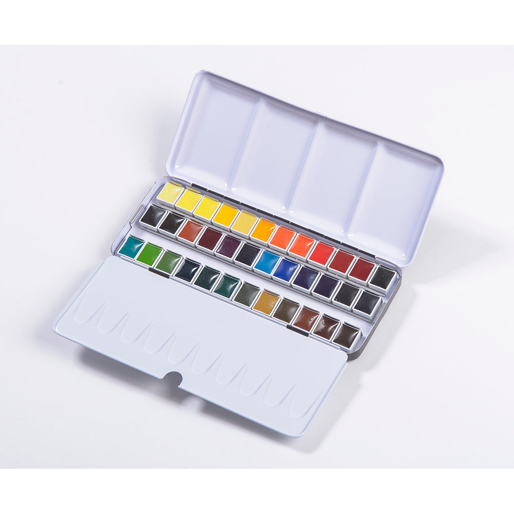 BLOCKX Artists' Watercolour Metal Box Half Pan 1.5ml Set of 36