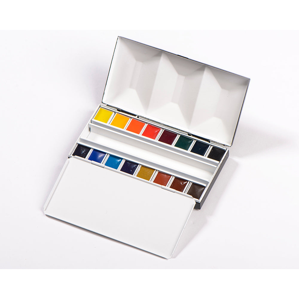 BLOCKX Artists' Watercolour Jewel Metal Box Half Pan 1.5ml Set of 16