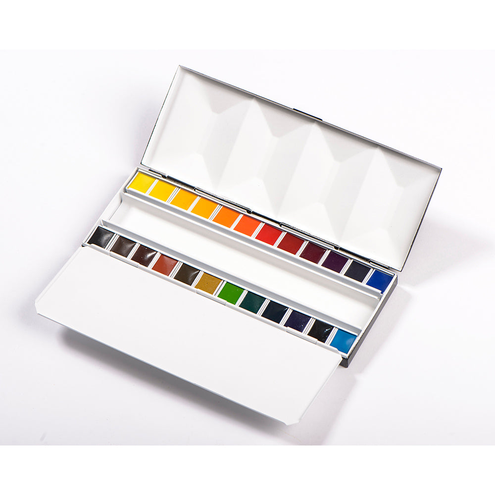 BLOCKX Artists' Watercolour Jewel Metal Box Half Pan 1.5ml Set of 24