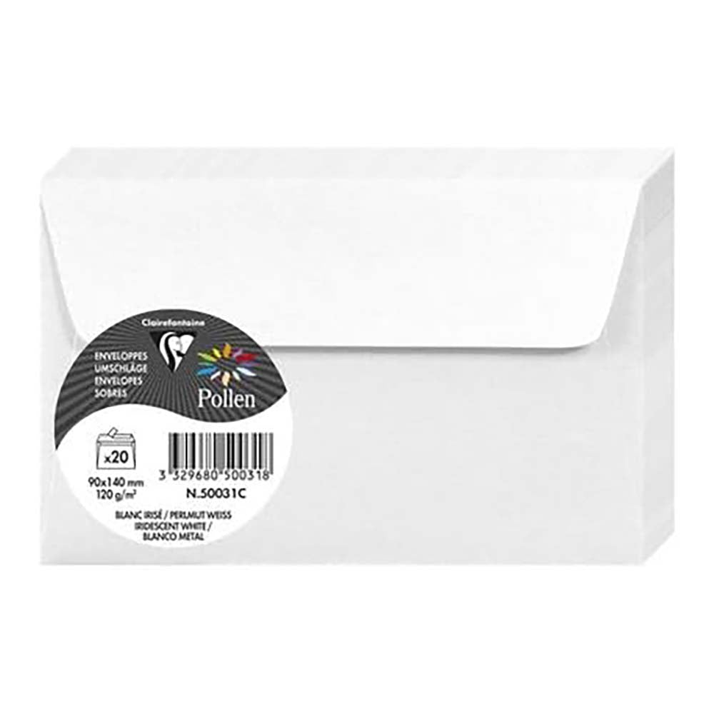 POLLEN Iridescent Envelopes 120g 90x14mm White 20s