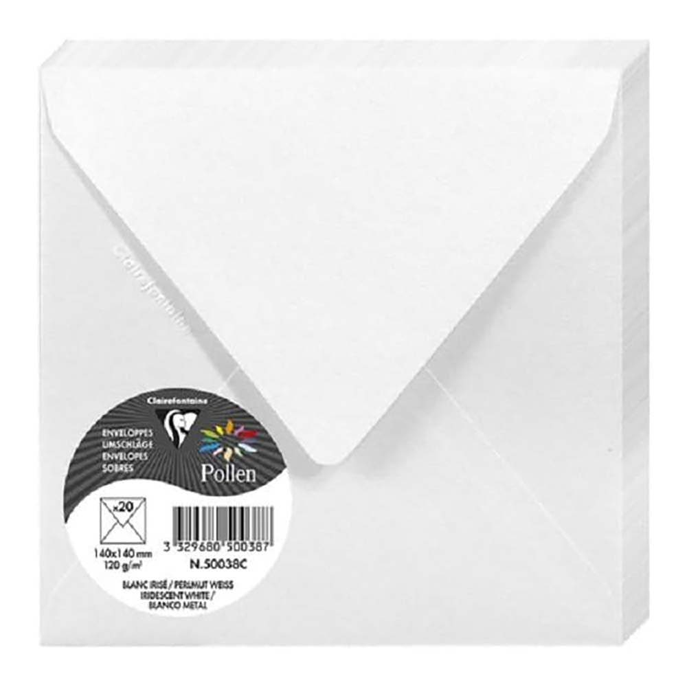 POLLEN Iridescent Envelopes 120g 140x140mm White 20s