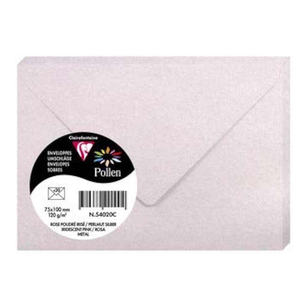 POLLEN Iridescent Envelopes 120g 75x100mm Pink 20s