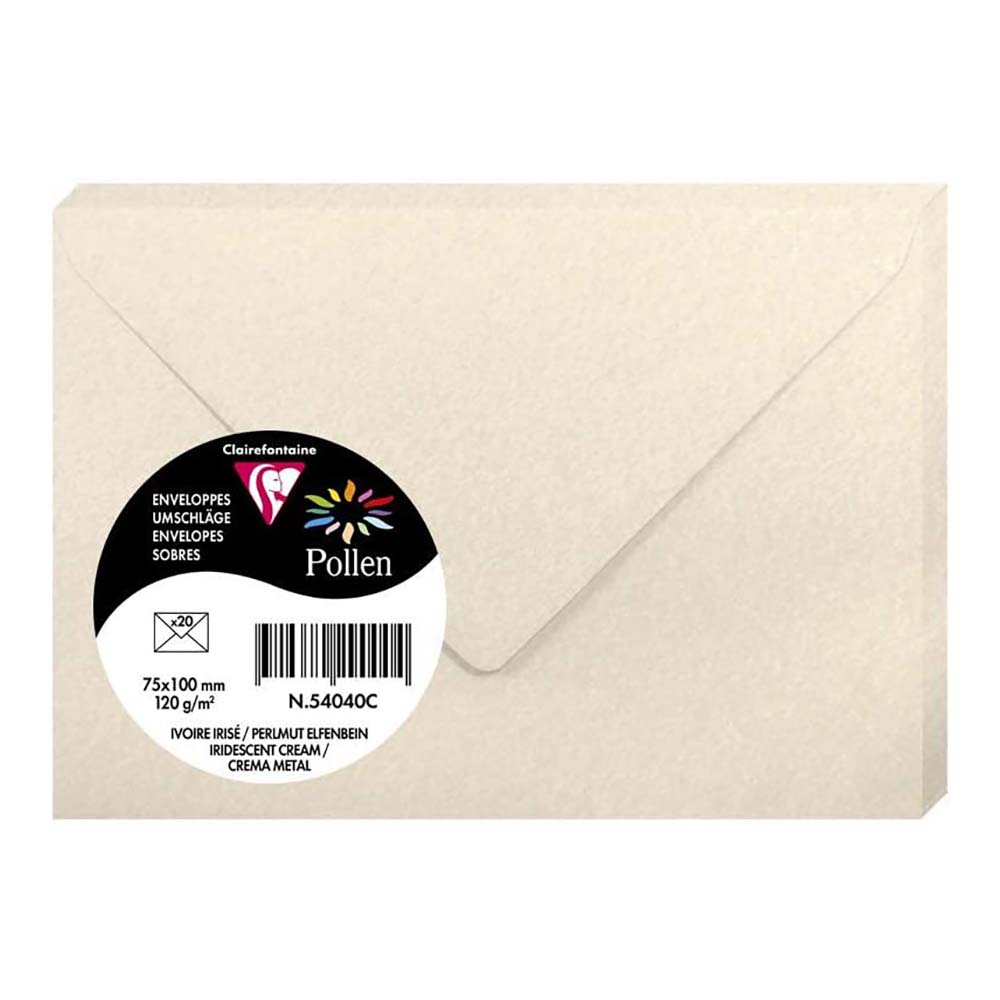 POLLEN Iridescent Envelopes 120g 75x100mm Cream 20s