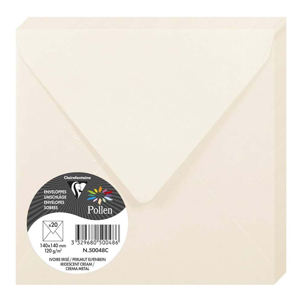 POLLEN Iridescent Envelopes 120g 140x140mm Cream 20s