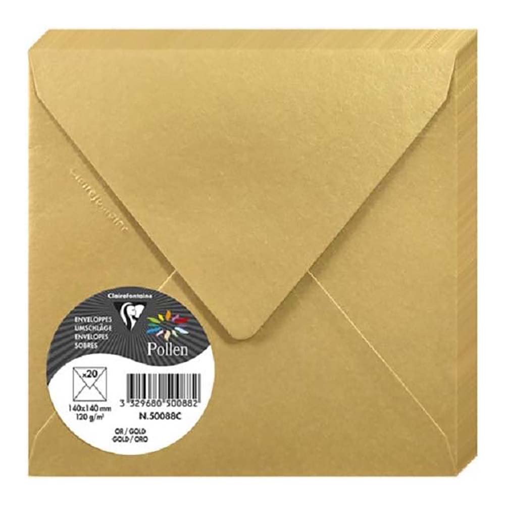 POLLEN Iridescent Envelopes 120g 140x140mm Gold 20s