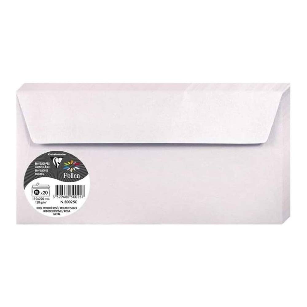 POLLEN Iridescent Envelopes 120g 110x220mm Pink 20s
