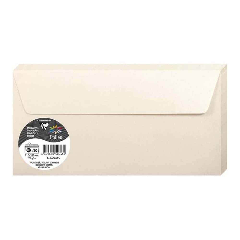 POLLEN Iridescent Envelopes 120g 110x220mm Cream 20s