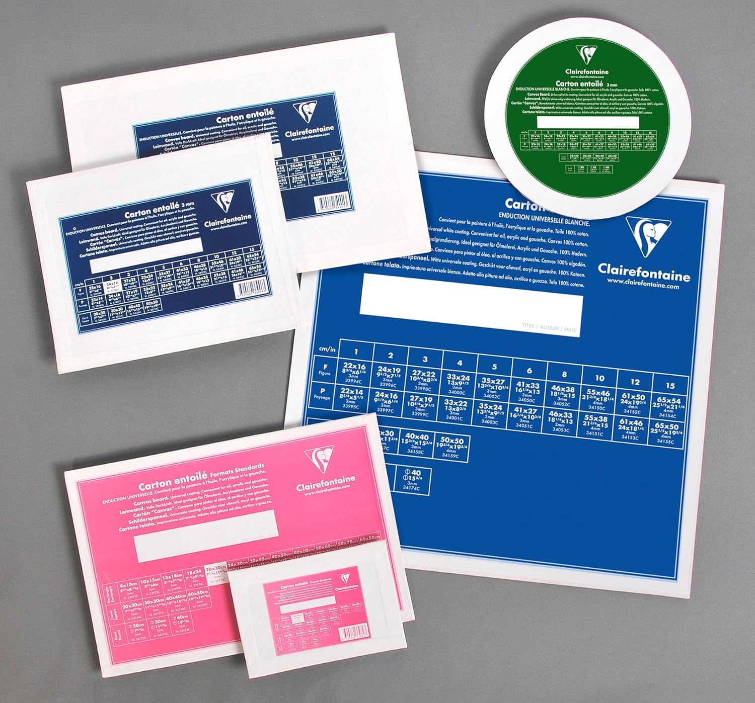 CLAIREFONTAINE Canvas Board White 3mm Portrait 46x38cm