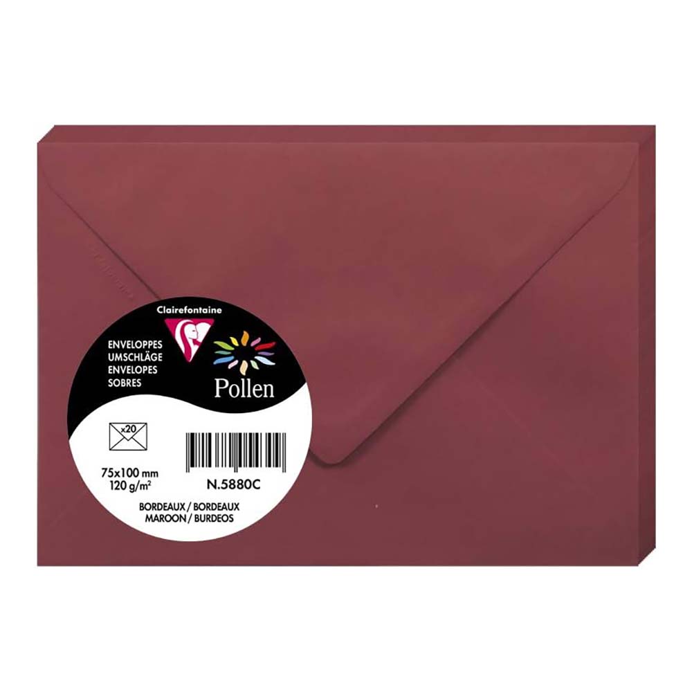 POLLEN Envelopes 120g 75x100mm Maroon