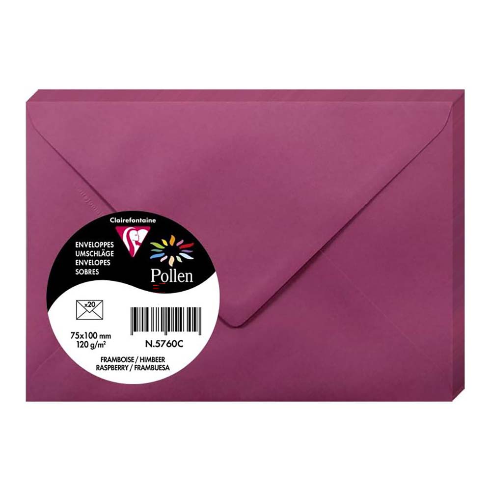 POLLEN Envelopes 120g 75x100mm Raspberry
