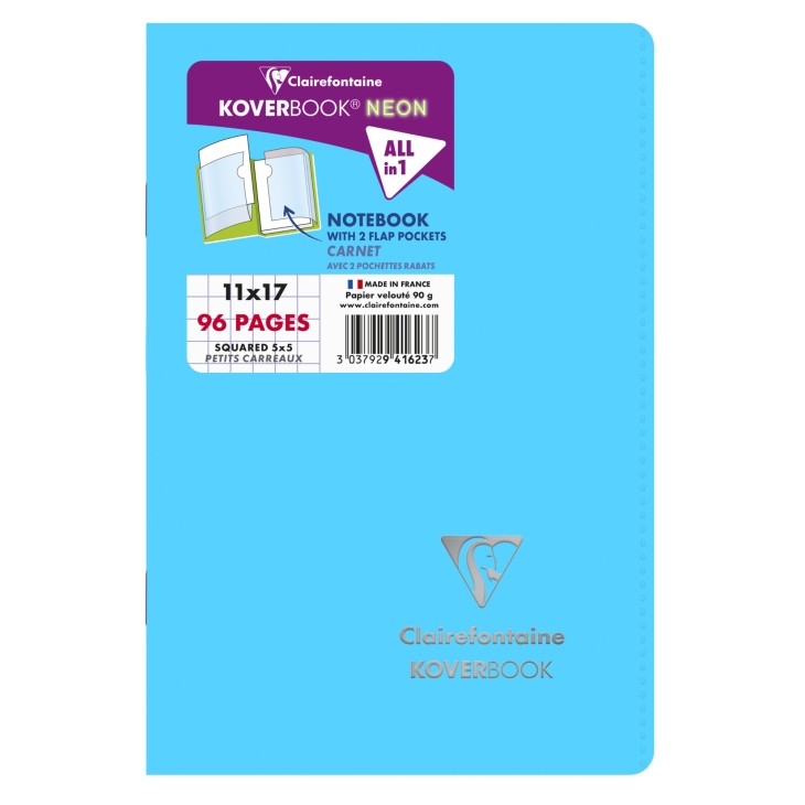 CLAIREFONTAINE Koverbook Neon Stapled Notebook 11x17cm 48s 5x5 Sq Assorted