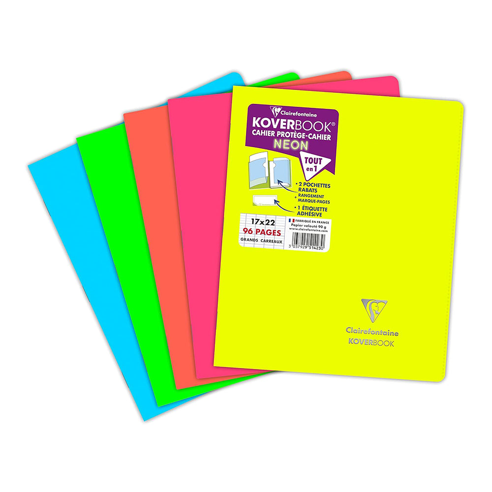 CLAIREFONTAINE Koverbook Neon Stapled Notebook 17x22cm 48s Seyes Assorted