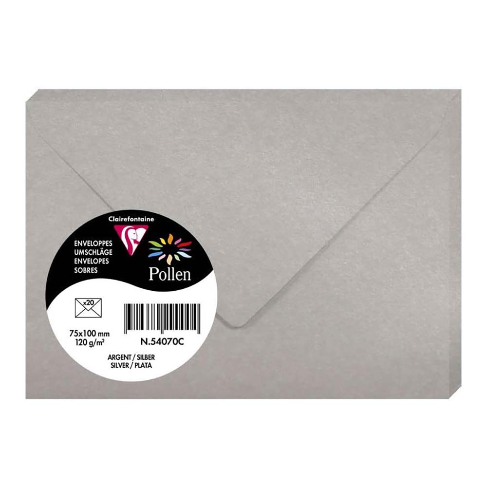 POLLEN Iridescent Envelopes 120g 75x100mm Silver 20s