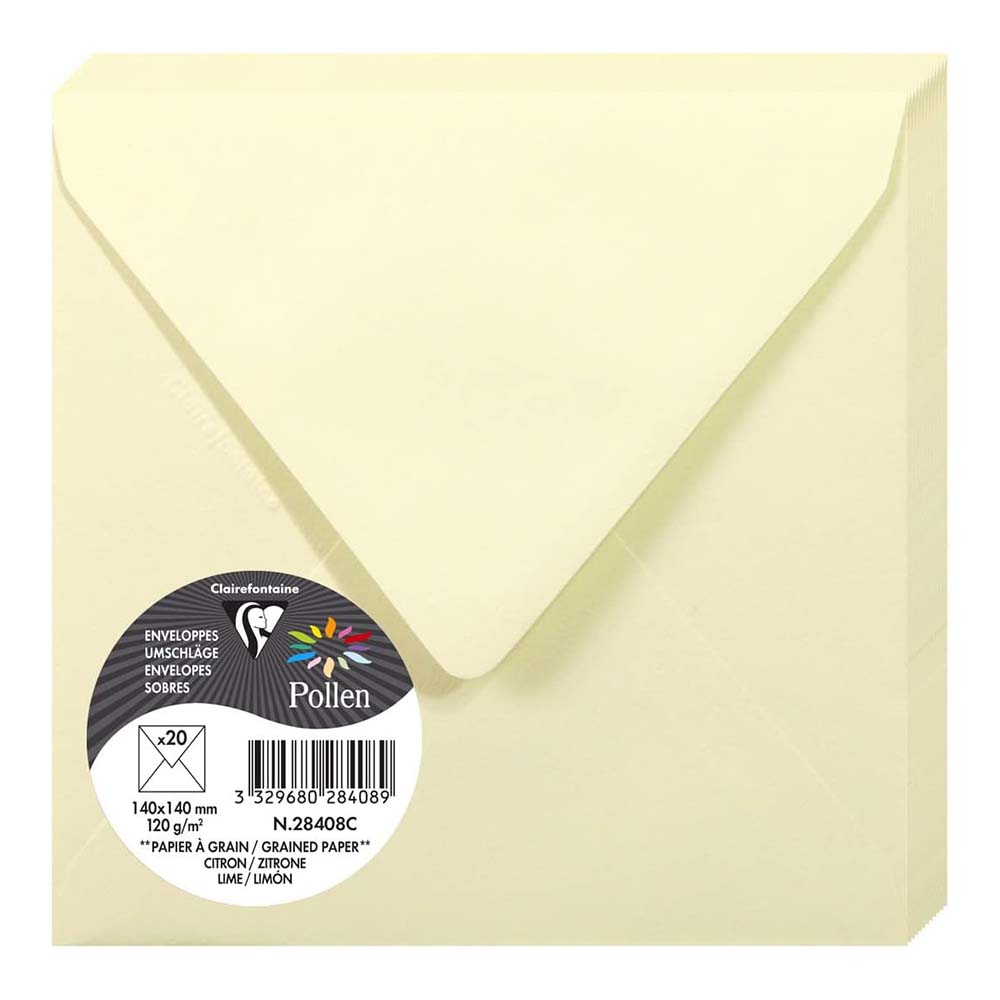 POLLEN Grain Envelopes 120g 140x140mm Lime Juice 20s