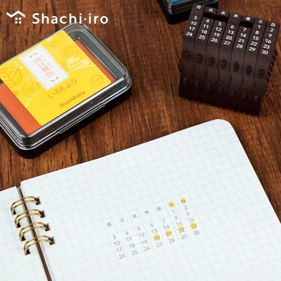 SHACHIHATA Connecting Number Stamp Calendar Set (English)