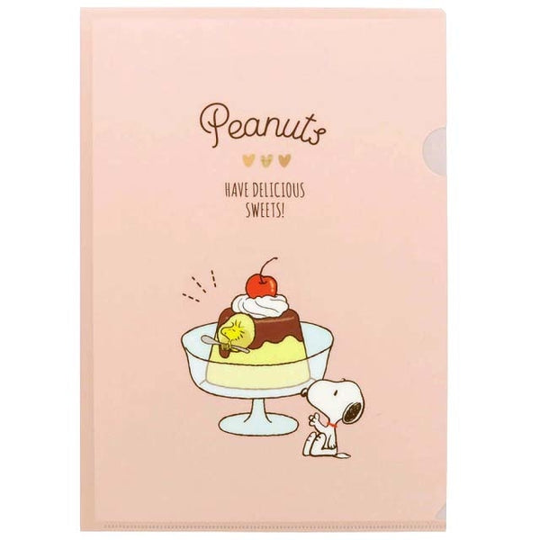 SUN-STAR Clear File FL 213 A4 Peanuts Snoopy Snack Time Pudding