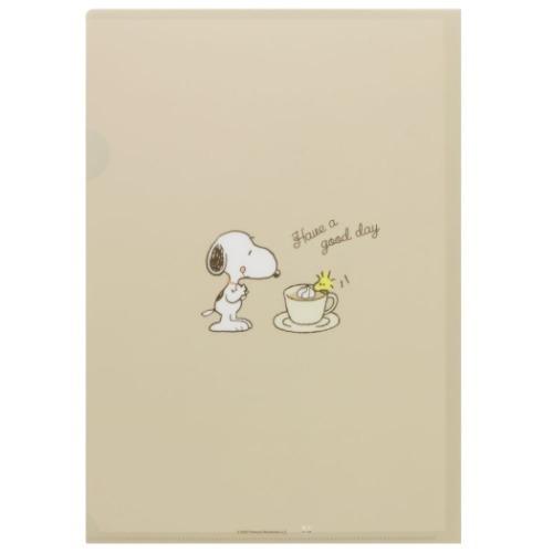 SUN-STAR Clear File FL 213 A4 Peanuts Snoopy Snack Time Coffee