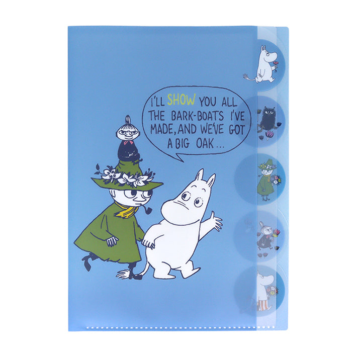 SUN-STAR Clear File FL 213 A4 5-Pockets Moomin Blue