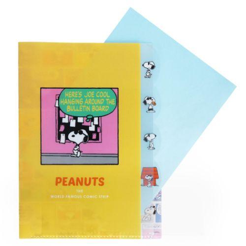 SUN-STAR Clear File FL 210 A4 5-Pockets Peanuts Comical Scene Yellow