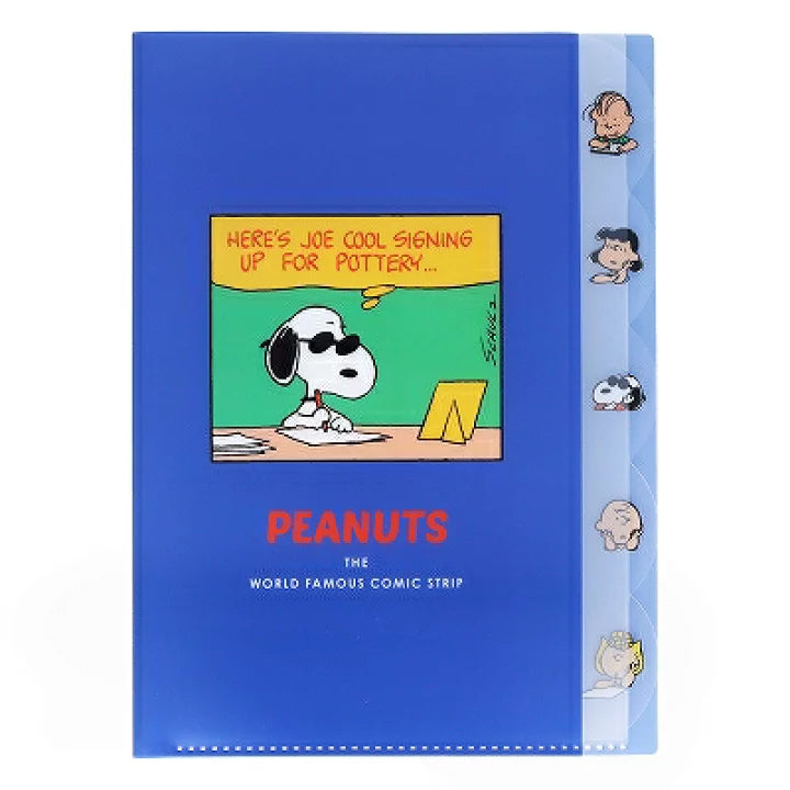 SUN-STAR Clear File FL 210 A4 5-Pockets Peanuts Comical Scene Blue