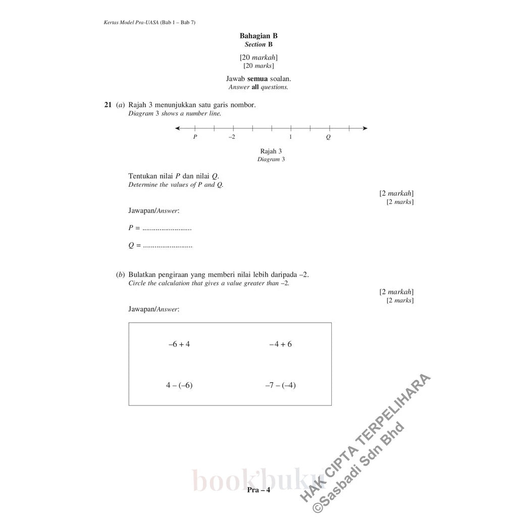 Kertas Model UASA KSSM Matematik (Bilingual) Tingkatan 1 (Edisi Semakan)