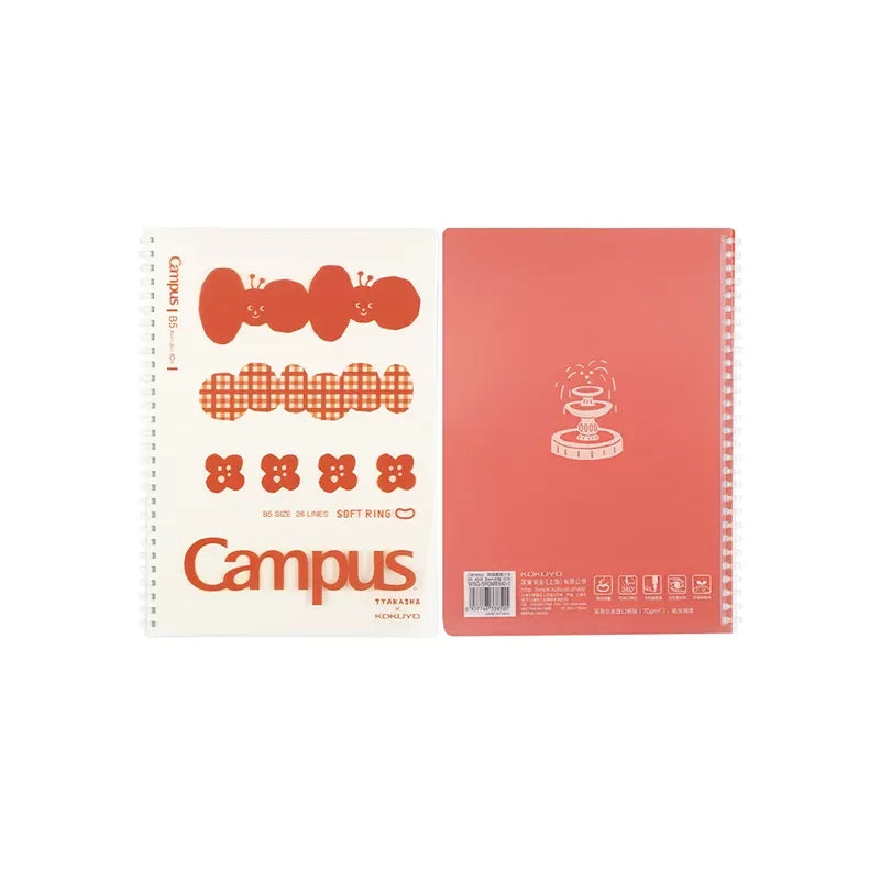 KOKUYO x TYAKASHA Campus Soft Ring B5 Dot Ruled 40s Red