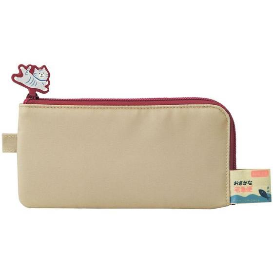 LIHIT LAB Cat's Daily Routine Flat Pen Pouch Beige