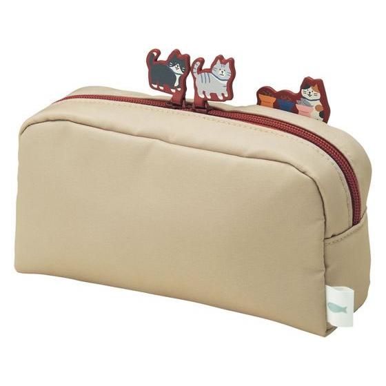 LIHIT LAB Cat's Daily Routine Box Pen Pouch Large Beige