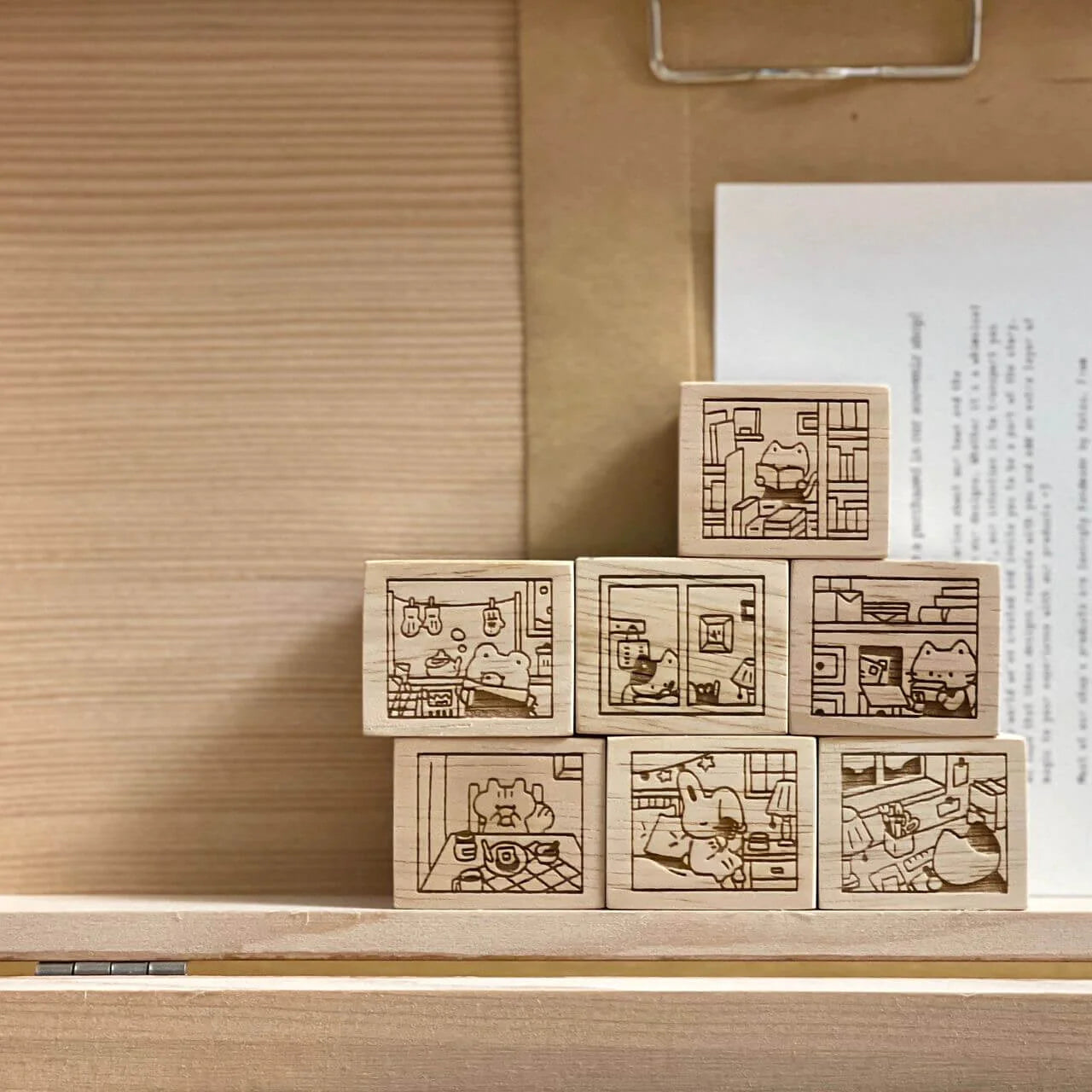 SOM Studio x hatsu midori Rubber Stamp: My Everyday Corner-Good Morning/Night (Bedroom Corner)