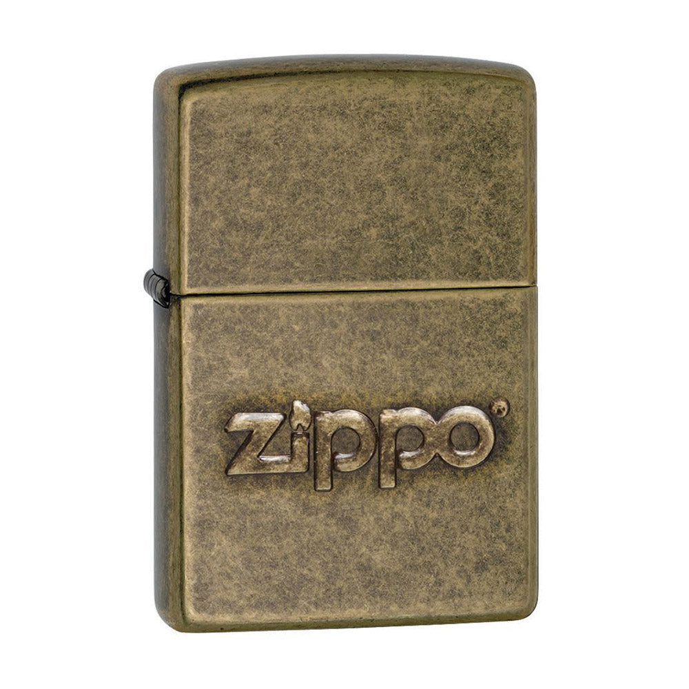 ZIPPO Lighter Antique Brass with Stamped Zippo Logo
