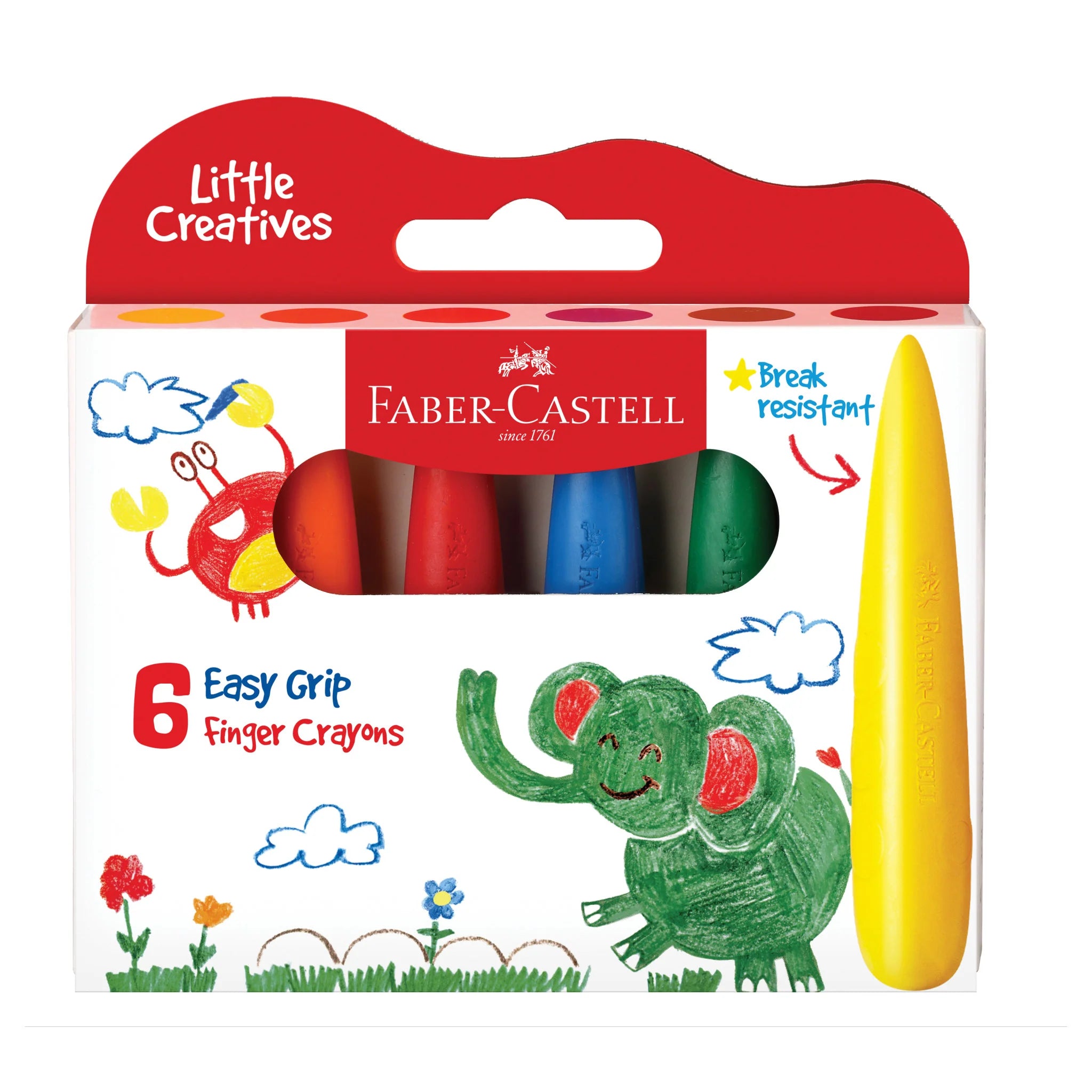 FABER-CASTELL Little Creatives Easy Grip Finger Crayons Set of 6