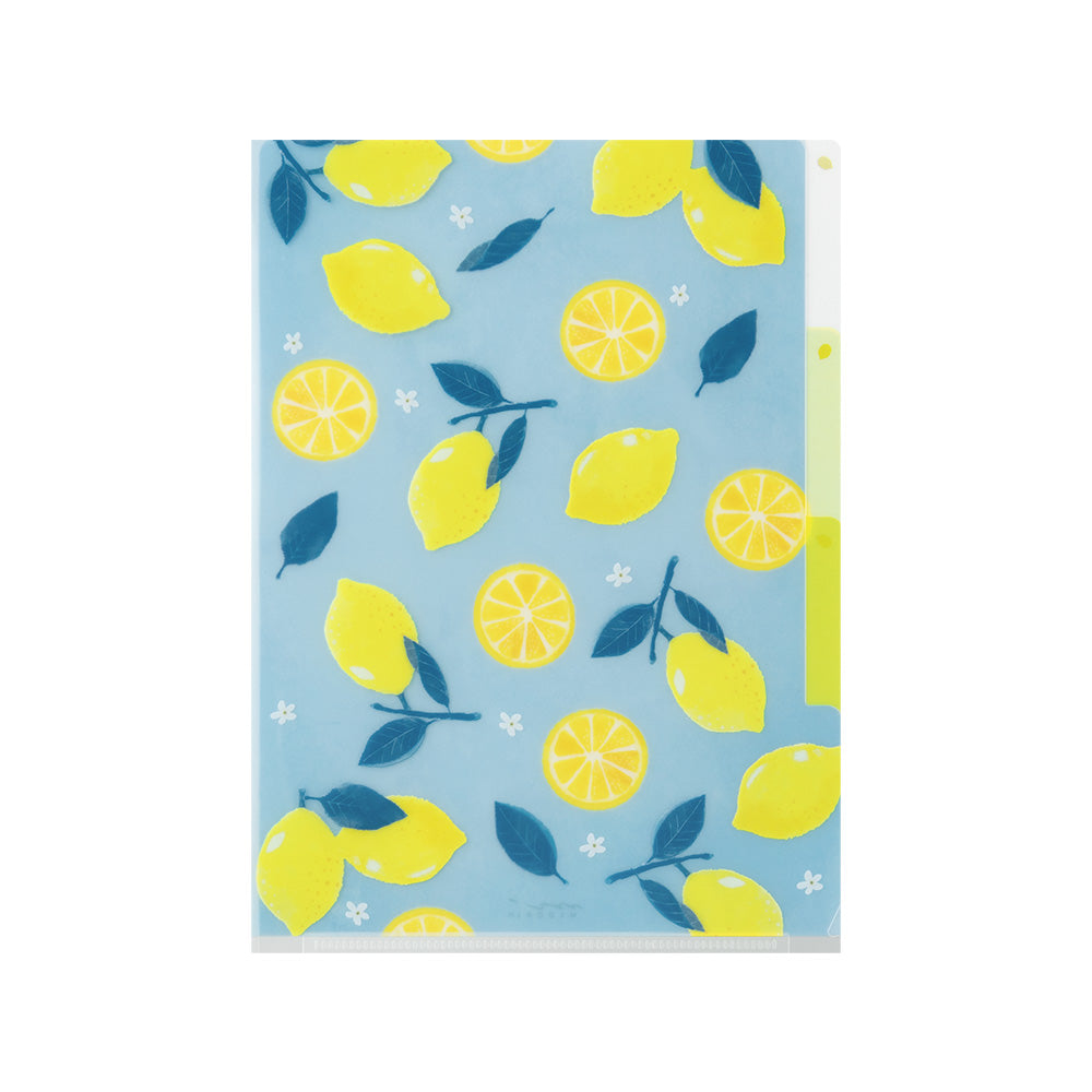 MIDORI 3-Pockets Clear Folder A5 Lemon