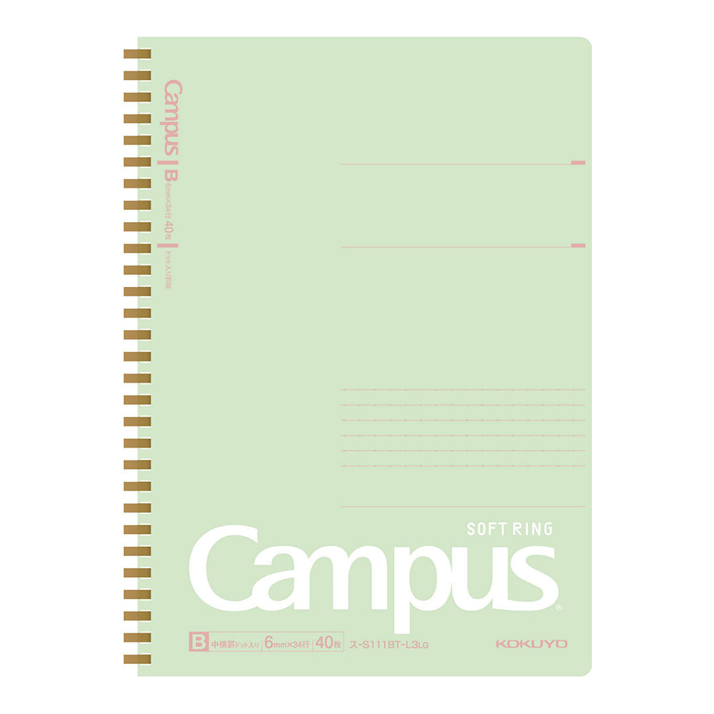 KOKUYO Soft Ring Notebook B5 Dot Ruled Mineral Light Green